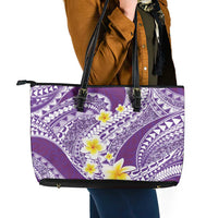 Plumeria Polynesian Purple Glitter Pattern Leather Tote Bag LT01 - Polynesian Pride
