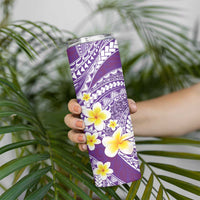 Plumeria Polynesian Purple Glitter Pattern Skinny Tumbler LT01 - Polynesian Pride