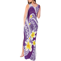 Plumeria Polynesian Purple Glitter Pattern Tank Maxi Dress