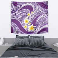 Plumeria Polynesian Purple Glitter Pattern Tapestry