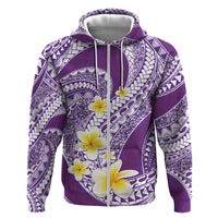 Plumeria Polynesian Purple Glitter Pattern Zip Hoodie