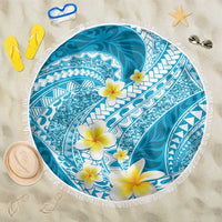 Plumeria Polynesian Sky Blue Glitter Pattern Beach Blanket