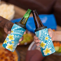Plumeria Polynesian Sky Blue Glitter Pattern 4 in 1 Can Cooler Tumbler LT01 - Polynesian Pride