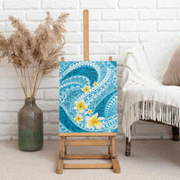 Plumeria Polynesian Sky Blue Glitter Pattern Canvas Wall Art