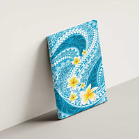 Plumeria Polynesian Sky Blue Glitter Pattern Canvas Wall Art
