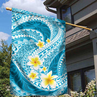 Plumeria Polynesian Sky Blue Glitter Pattern Garden Flag LT01 - Polynesian Pride