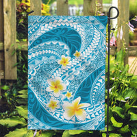 Plumeria Polynesian Sky Blue Glitter Pattern Garden Flag LT01 Garden Flag Sky Blue - Polynesian Pride