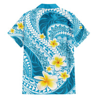 Plumeria Polynesian Sky Blue Glitter Pattern Hawaiian Shirt