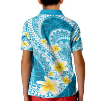 Plumeria Polynesian Sky Blue Glitter Pattern Kid Polo Shirt LT01 - Polynesian Pride
