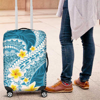 Plumeria Polynesian Sky Blue Glitter Pattern Luggage Cover