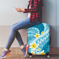 Plumeria Polynesian Sky Blue Glitter Pattern Luggage Cover