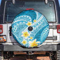 Plumeria Polynesian Sky Blue Glitter Pattern Spare Tire Cover