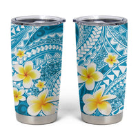 Plumeria Polynesian Sky Blue Glitter Pattern Tumbler Cup LT01 Sky Blue - Polynesian Pride