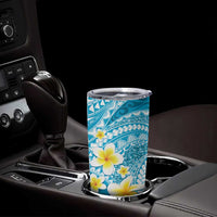 Plumeria Polynesian Sky Blue Glitter Pattern Tumbler Cup LT01 - Polynesian Pride