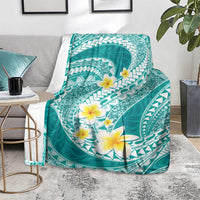 Plumeria Polynesian Teal Glitter Pattern Blanket