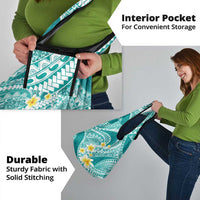 Plumeria Polynesian Teal Glitter Pattern Grocery Bag