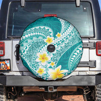 Plumeria Polynesian Teal Glitter Pattern Spare Tire Cover