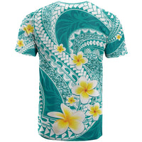 Plumeria Polynesian Teal Glitter Pattern T Shirt LT01 - Polynesian Pride