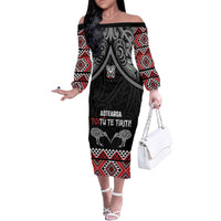 Aotearoa Toitu Te Tiriti Waitangi Family Matching Off The Shoulder Long Sleeve Dress and Hawaiian Shirt Proud To Be Maori