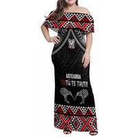 Aotearoa Toitu Te Tiriti Waitangi Family Matching Off Shoulder Maxi Dress and Hawaiian Shirt Proud To Be Maori