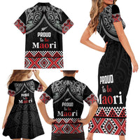 Aotearoa Toitu Te Tiriti Waitangi Family Matching Short Sleeve Bodycon Dress and Hawaiian Shirt Proud To Be Maori