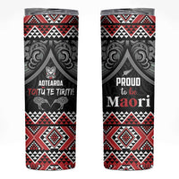 Aotearoa Toitu Te Tiriti Waitangi Skinny Tumbler Proud To Be Maori LT01 Black - Polynesian Pride
