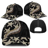 Beige Polynesian Starfish Unique Pattern Baseball Net Cap