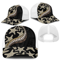 Beige Polynesian Starfish Unique Pattern Baseball Net Cap
