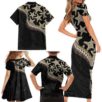 Beige Polynesian Starfish Unique Pattern Family Matching Short Sleeve Bodycon Dress and Hawaiian Shirt LT01 - Polynesian Pride