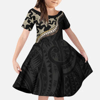 Beige Polynesian Starfish Unique Pattern Family Matching Summer Maxi Dress and Hawaiian Shirt