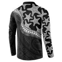 Monotone Polynesian Starfish Unique Pattern Button Sweatshirt