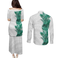 Hawaii Tropical Leaves Couples Matching Puletasi and Long Sleeve Button Shirt Polynesian Pattern LT01 - Polynesian Pride