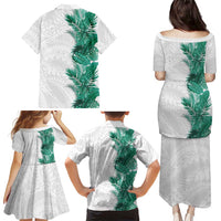 Hawaii Tropical Leaves Family Matching Puletasi and Hawaiian Shirt Polynesian Pattern