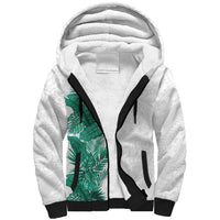 Hawaii Tropical Leaves Sherpa Hoodie Polynesian Pattern