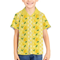 Hawaii Lemon Palaka Family Matching Off Shoulder Short Dress and Hawaiian Shirt Striped Stylized LT01 Son's Shirt Yellow - Polynesian Pride