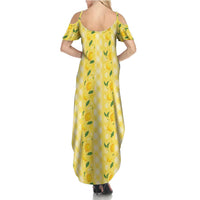 Hawaii Lemon Palaka Summer Maxi Dress Striped Stylized LT01 - Polynesian Pride