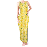 Hawaii Lemon Palaka Tank Maxi Dress Striped Stylized LT01 Women Yellow - Polynesian Pride