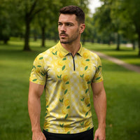 Hawaii Lemon Palaka Zipper Polo Shirt Striped Stylized LT01 - Polynesian Pride