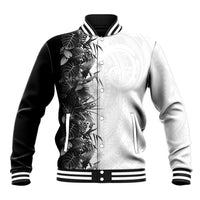 Hawaii Tropical Plant Monochrome Baseball Jacket Vibrant Polynesian Pattern