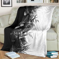 Hawaii Tropical Plant Monochrome Blanket Vibrant Polynesian Pattern