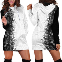Hawaii Tropical Plant Monochrome Hoodie Dress Vibrant Polynesian Pattern LT01 - Polynesian Pride
