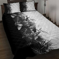 Hawaii Tropical Plant Monochrome Quilt Bed Set Vibrant Polynesian Pattern