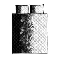 Hawaii Tropical Plant Monochrome Quilt Bed Set Vibrant Polynesian Pattern