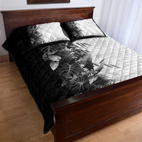 Hawaii Tropical Plant Monochrome Quilt Bed Set Vibrant Polynesian Pattern