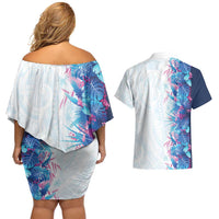 Hawaii Tropical Plant UliUli Couples Matching Off Shoulder Short Dress and Hawaiian Shirt Vibrant Polynesian Pattern LT01 - Polynesian Pride