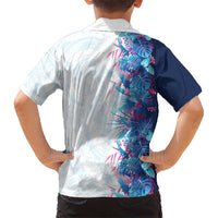 Hawaii Tropical Plant UliUli Family Matching Long Sleeve Bodycon Dress and Hawaiian Shirt Vibrant Polynesian Pattern