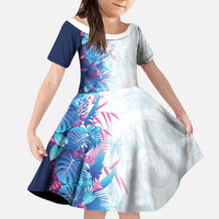 Hawaii Tropical Plant UliUli Family Matching Long Sleeve Bodycon Dress and Hawaiian Shirt Vibrant Polynesian Pattern