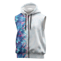 Hawaii Tropical Plant UliUli Sleeveless Zip Hoodie Vibrant Polynesian Pattern