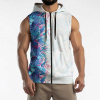 Hawaii Tropical Plant UliUli Sleeveless Zip Hoodie Vibrant Polynesian Pattern