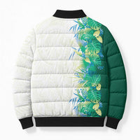 Hawaii Tropical Plant Omaomao Bomber Puffer Jacket Vibrant Polynesian Pattern